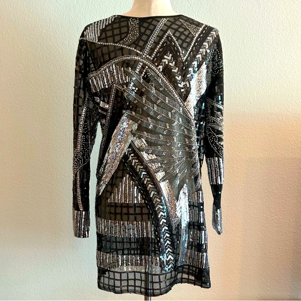 12th Tribe Black and Silver Sequin Dress